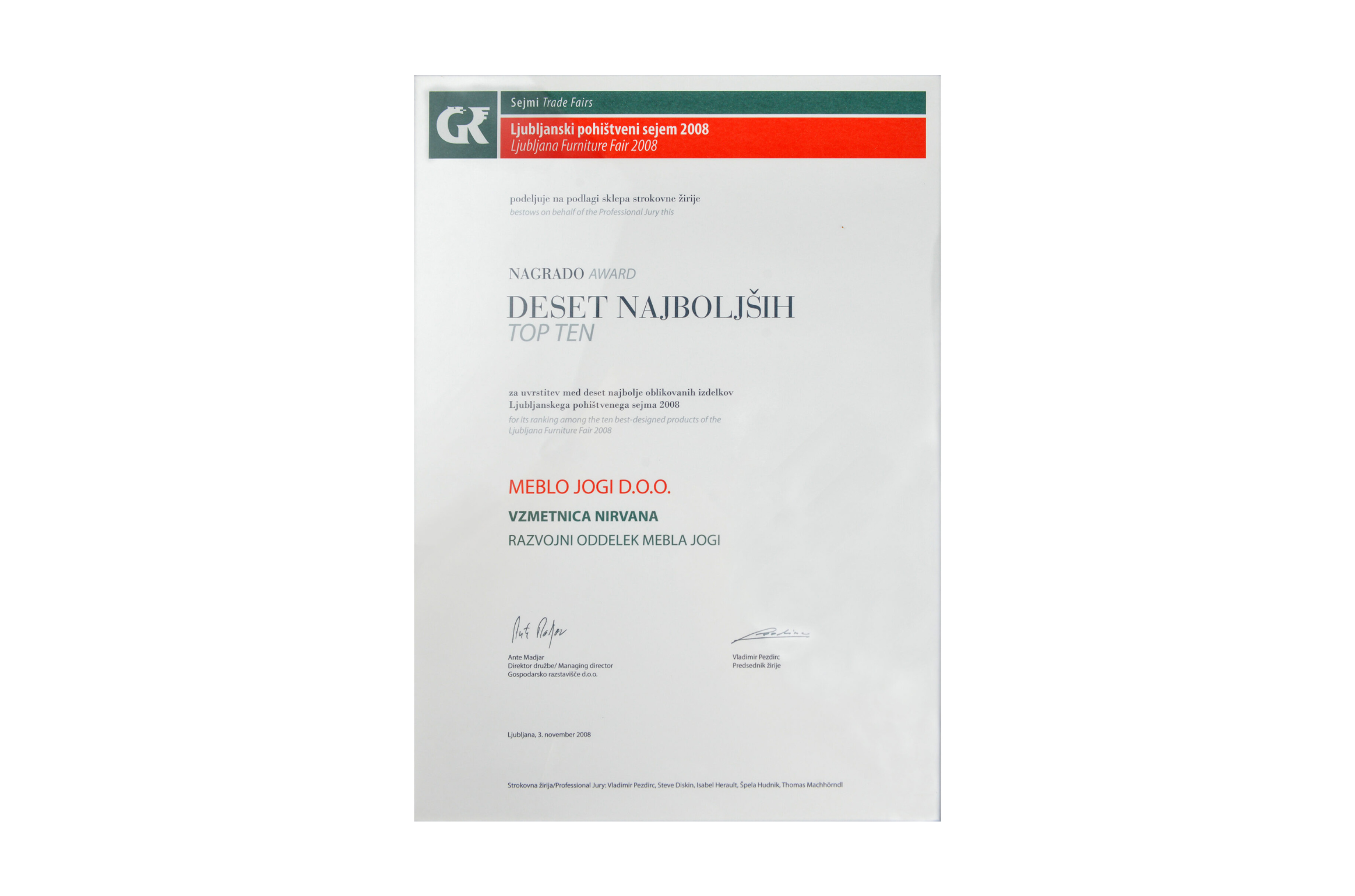 Nagrada za podjetje Meblo INT iz sejma 2008